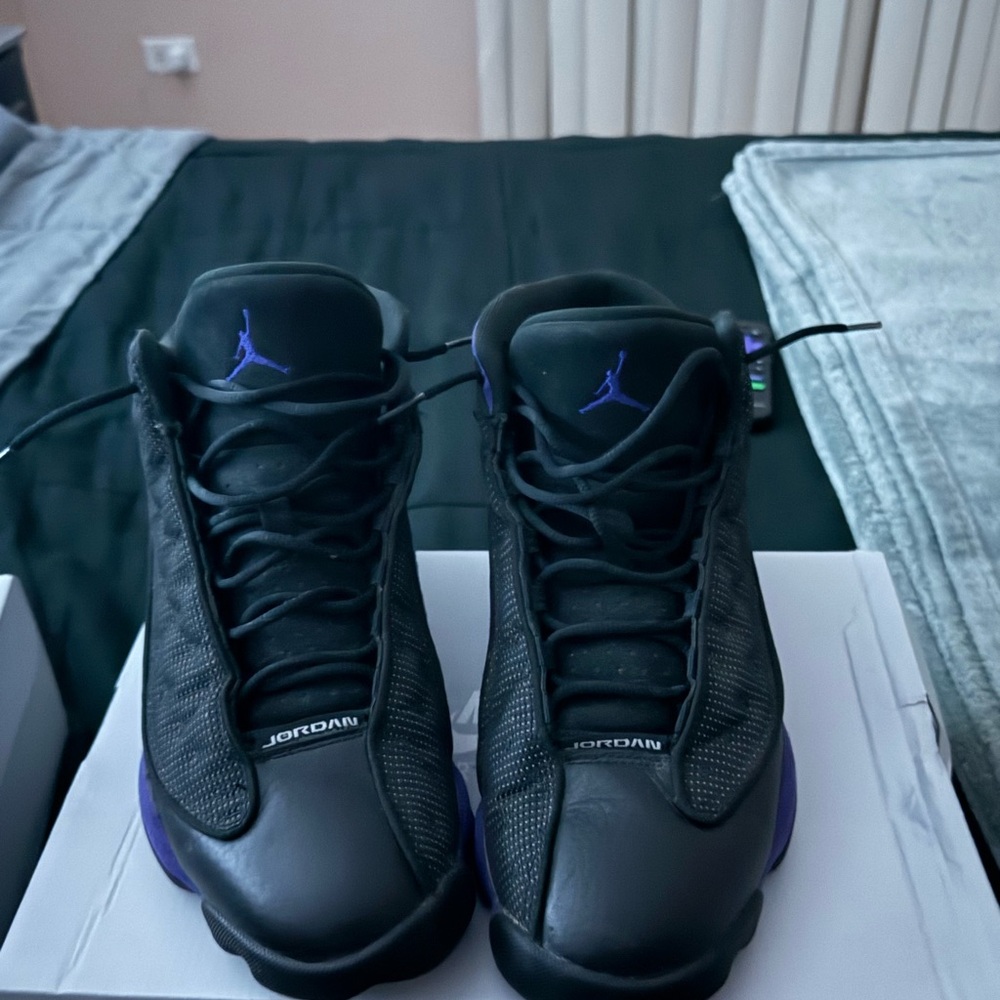 Jordan Black and Purple High-Top Sneakers